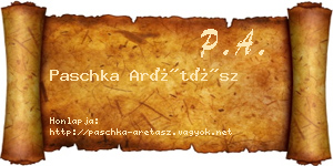 Paschka Arétász névjegykártya